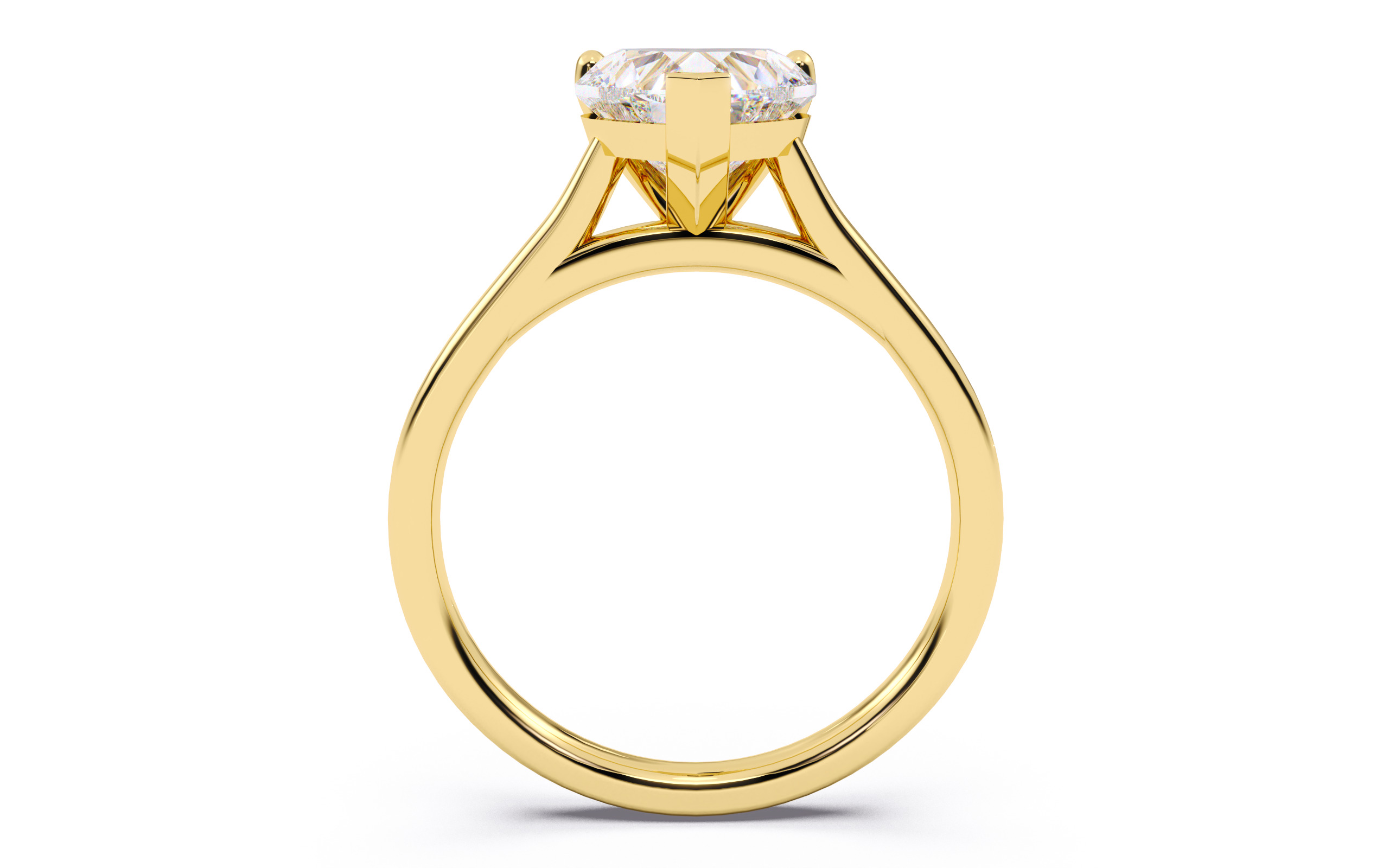 Heart Diamond Cathedral Setting Solitaire Diamond Ring 3D print model_24