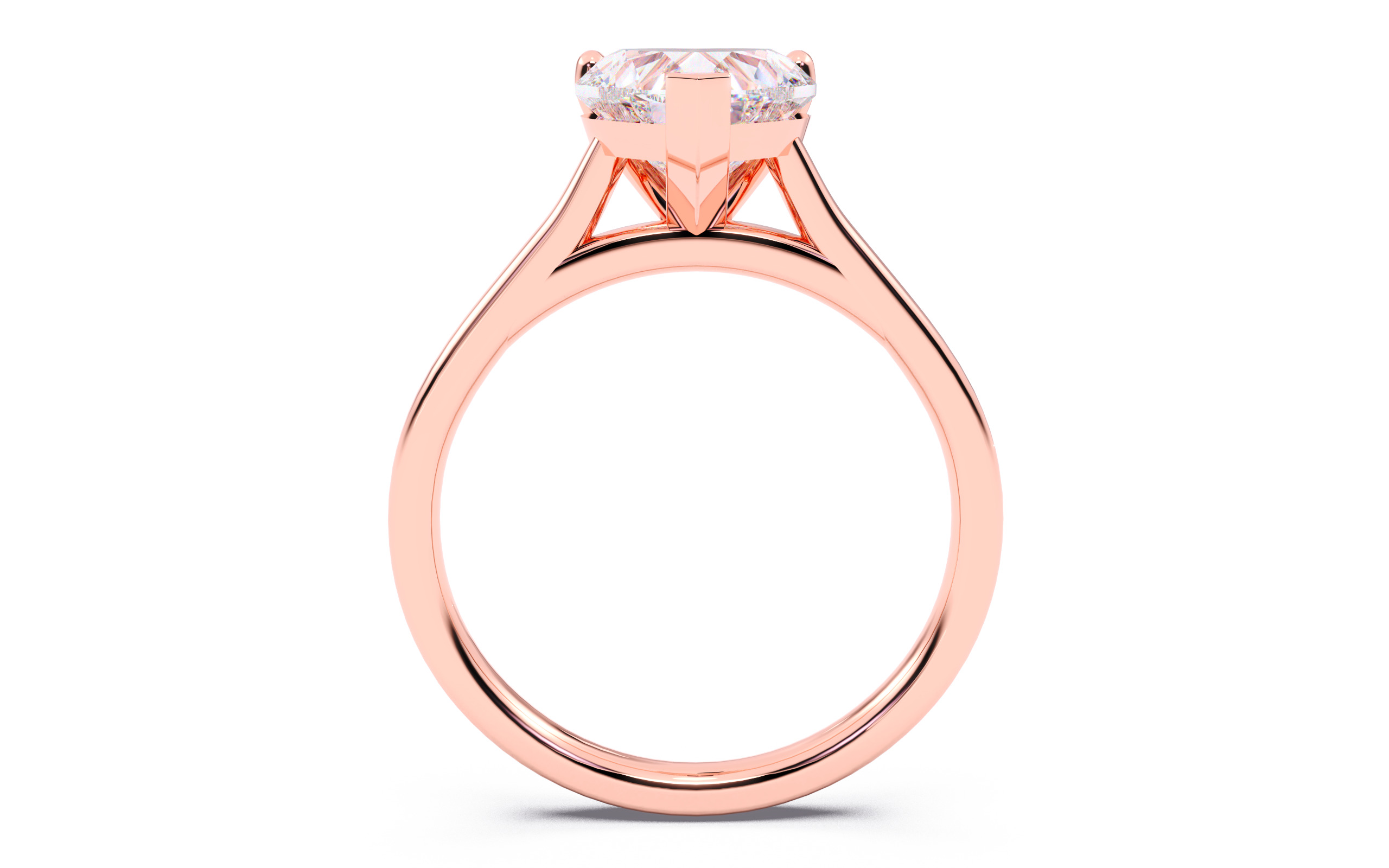Heart Diamond Cathedral Setting Solitaire Diamond Ring 3D print model_6