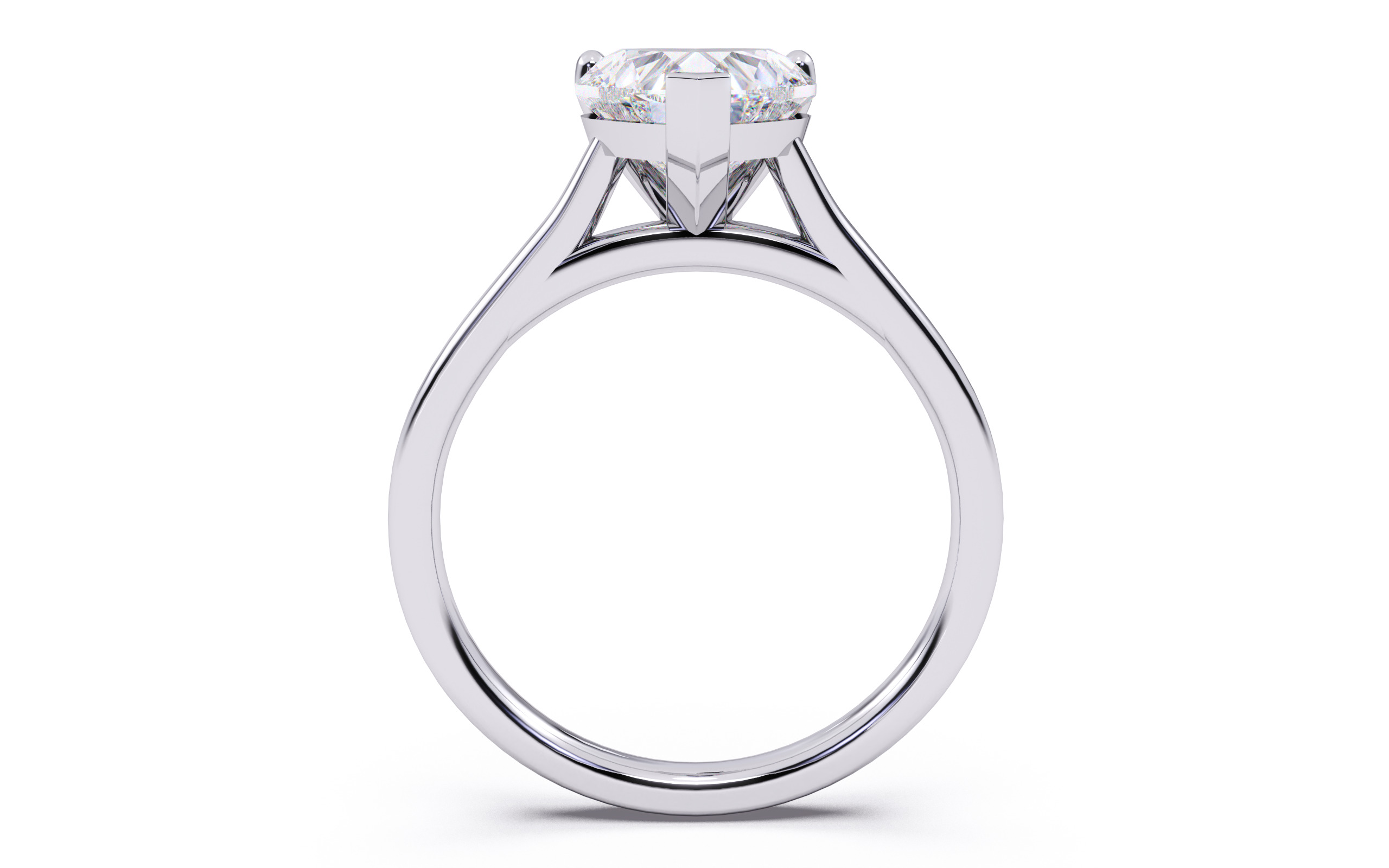 Heart Diamond Cathedral Setting Solitaire Diamond Ring 3D print model_22