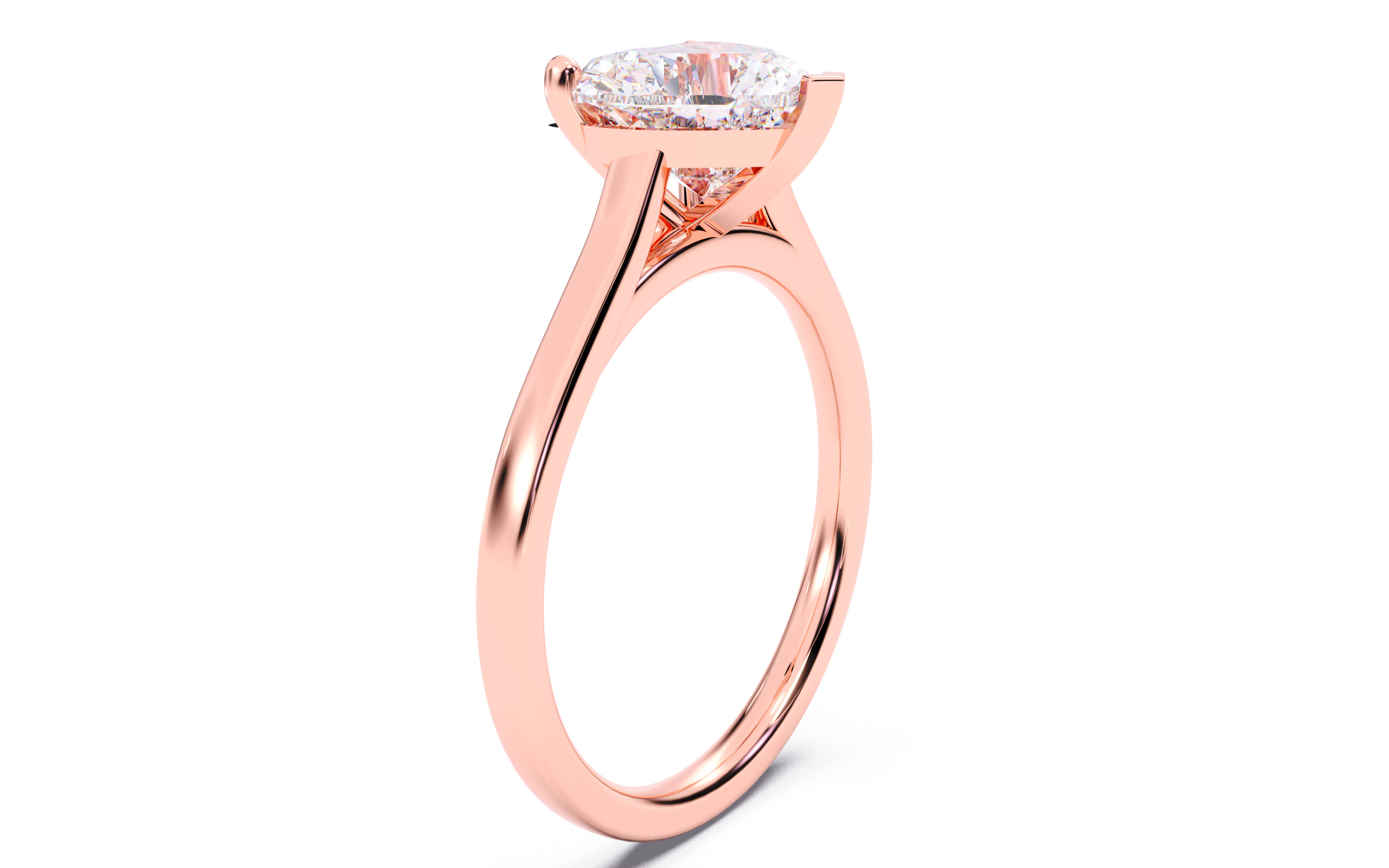 Heart Diamond Cathedral Setting Solitaire Diamond Ring 3D print model_19