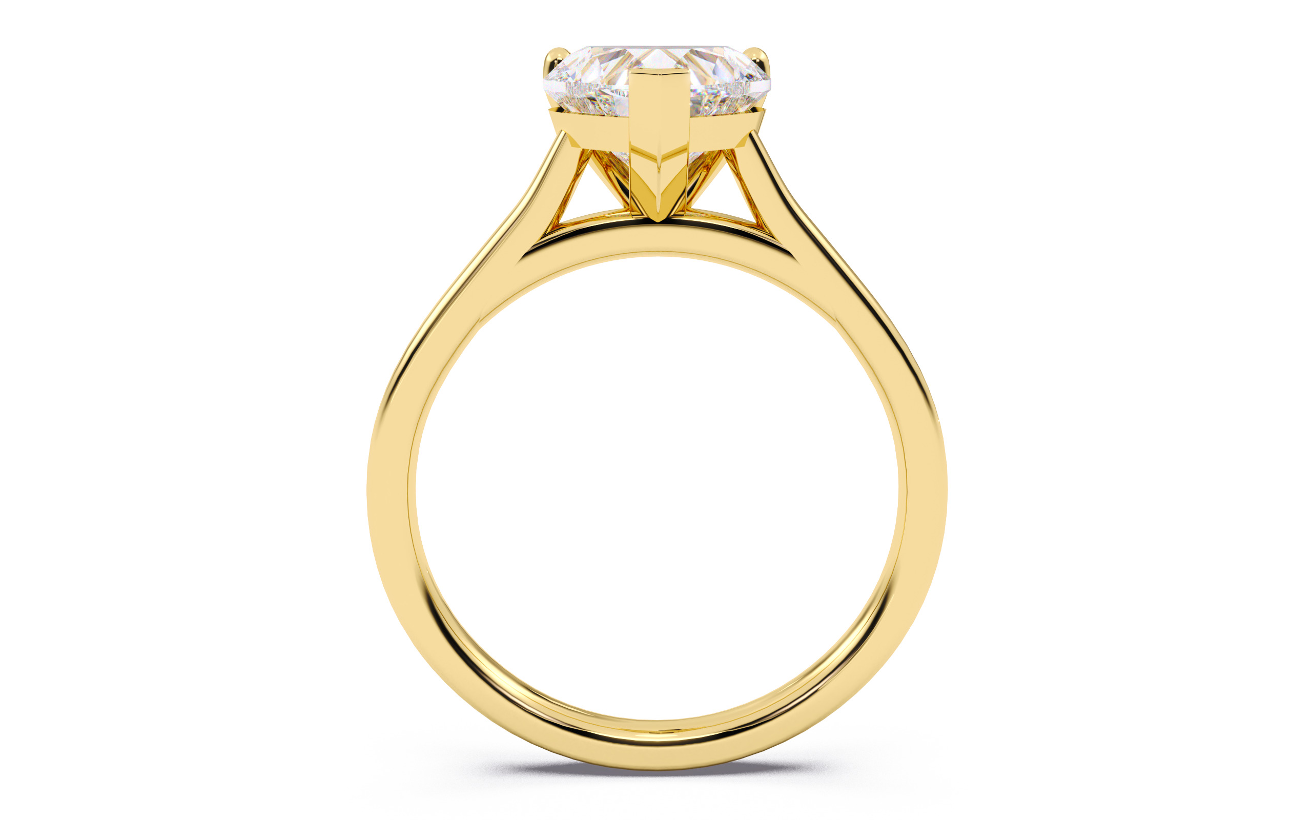 Heart Diamond Cathedral Setting Solitaire Diamond Ring 3D print model_4