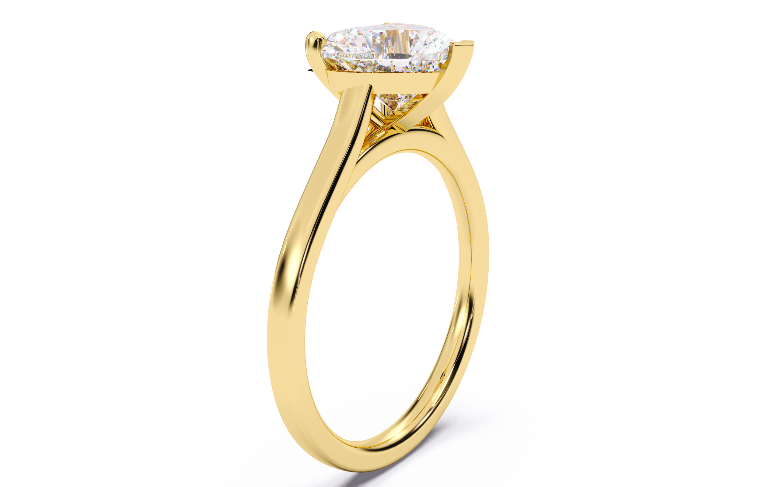 Heart Diamond Cathedral Setting Solitaire Diamond Ring 3D print model_16