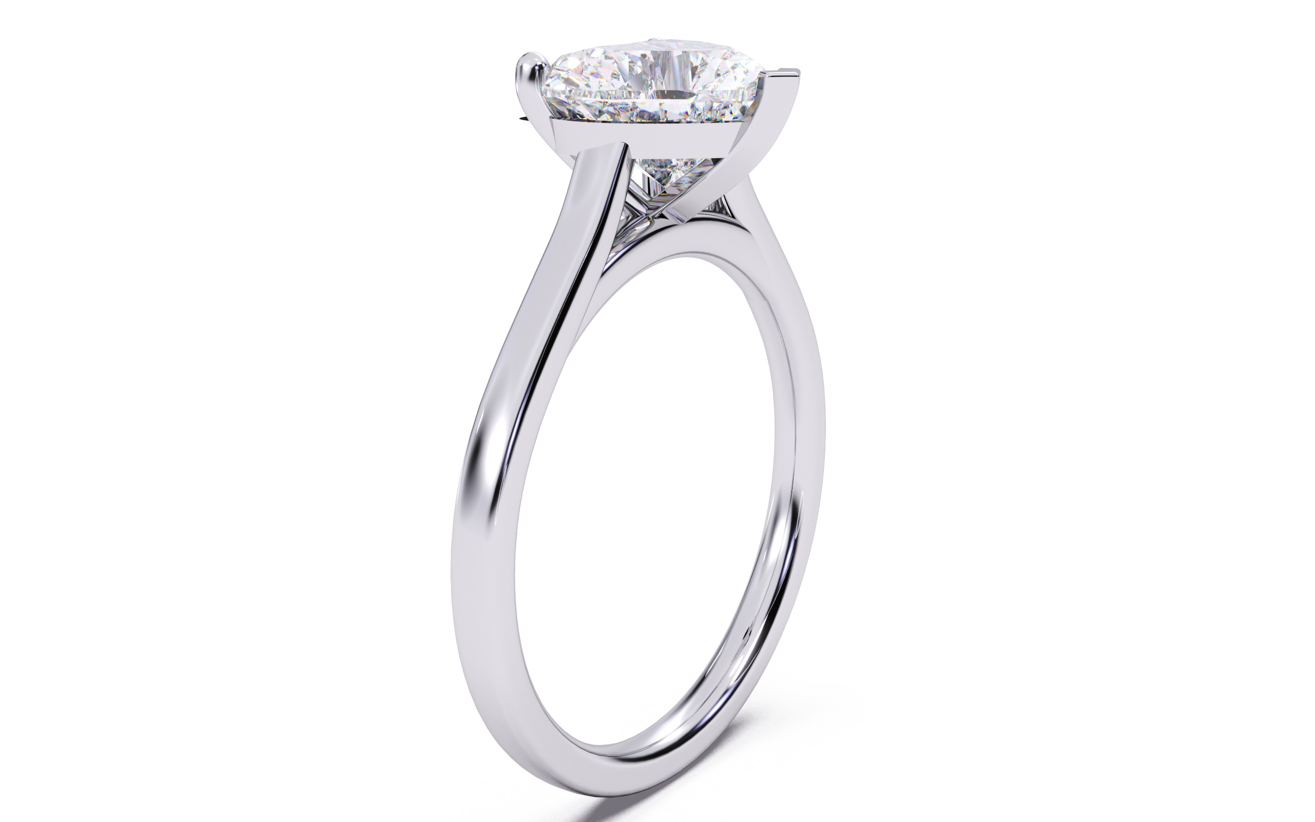 Heart Diamond Cathedral Setting Solitaire Diamond Ring 3D print model_15