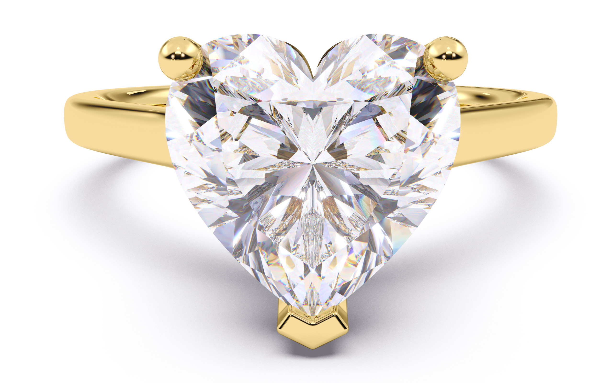 Heart Diamond Cathedral Setting Solitaire Diamond Ring 3D print model_1