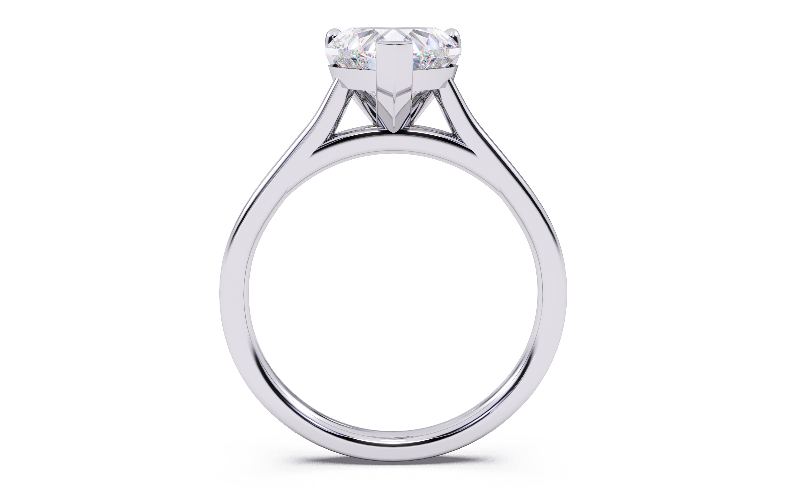 Heart Diamond Cathedral Setting Solitaire Diamond Ring 3D print model_23