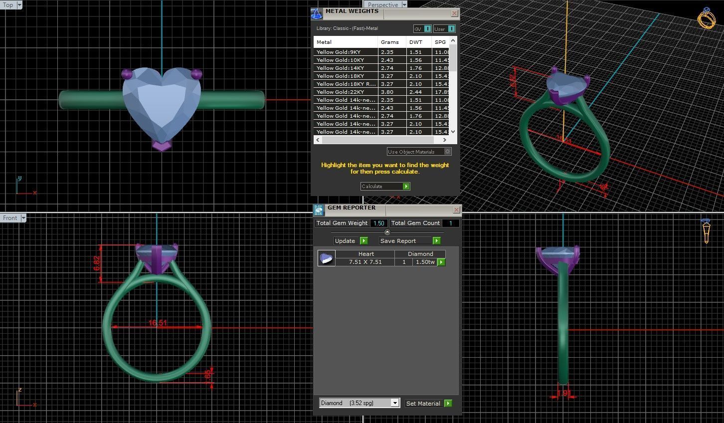 Heart Diamond Cathedral Setting Solitaire Diamond Ring 3D print model_3