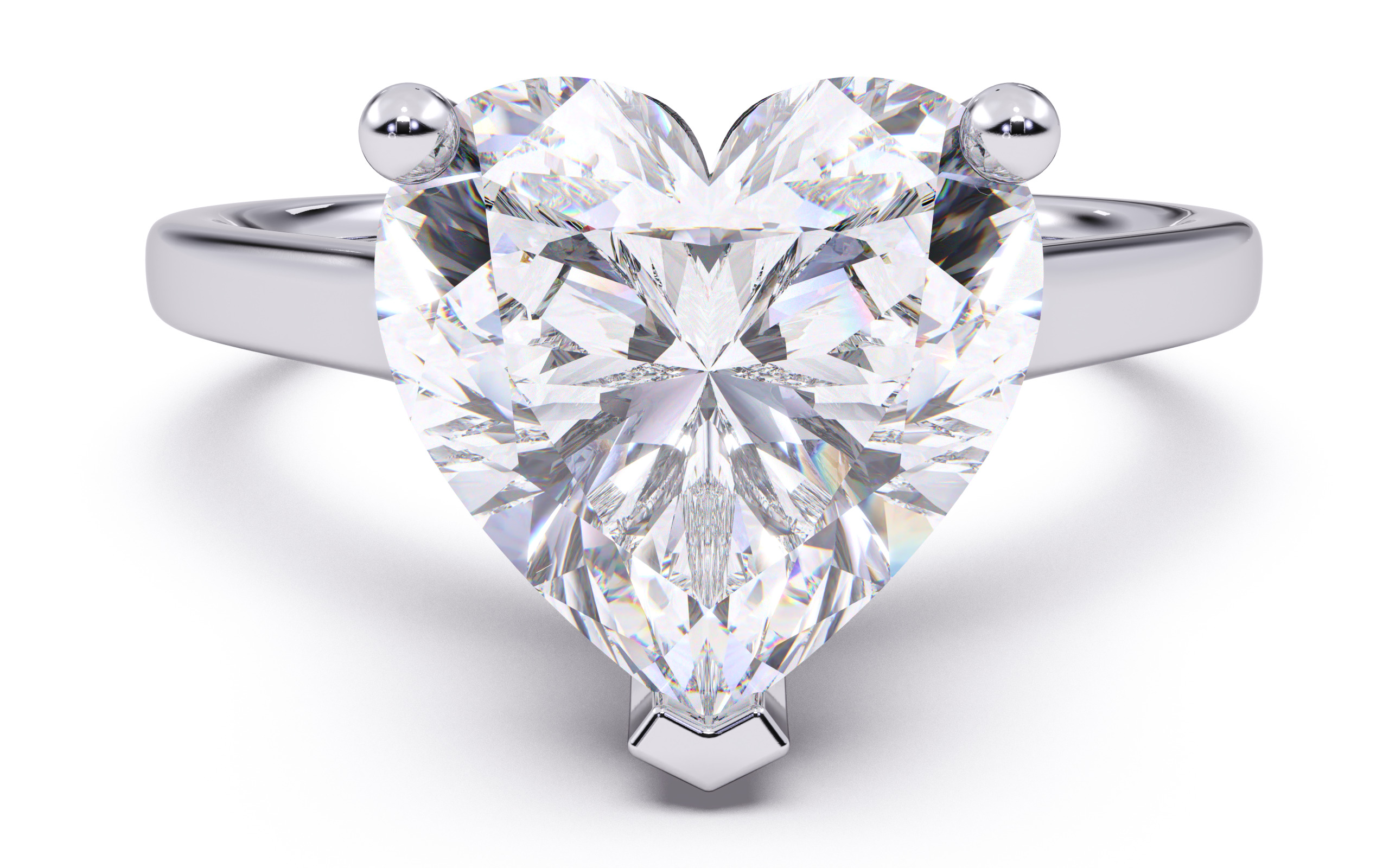 Heart Diamond Cathedral Setting Solitaire Diamond Ring 3D print model_2