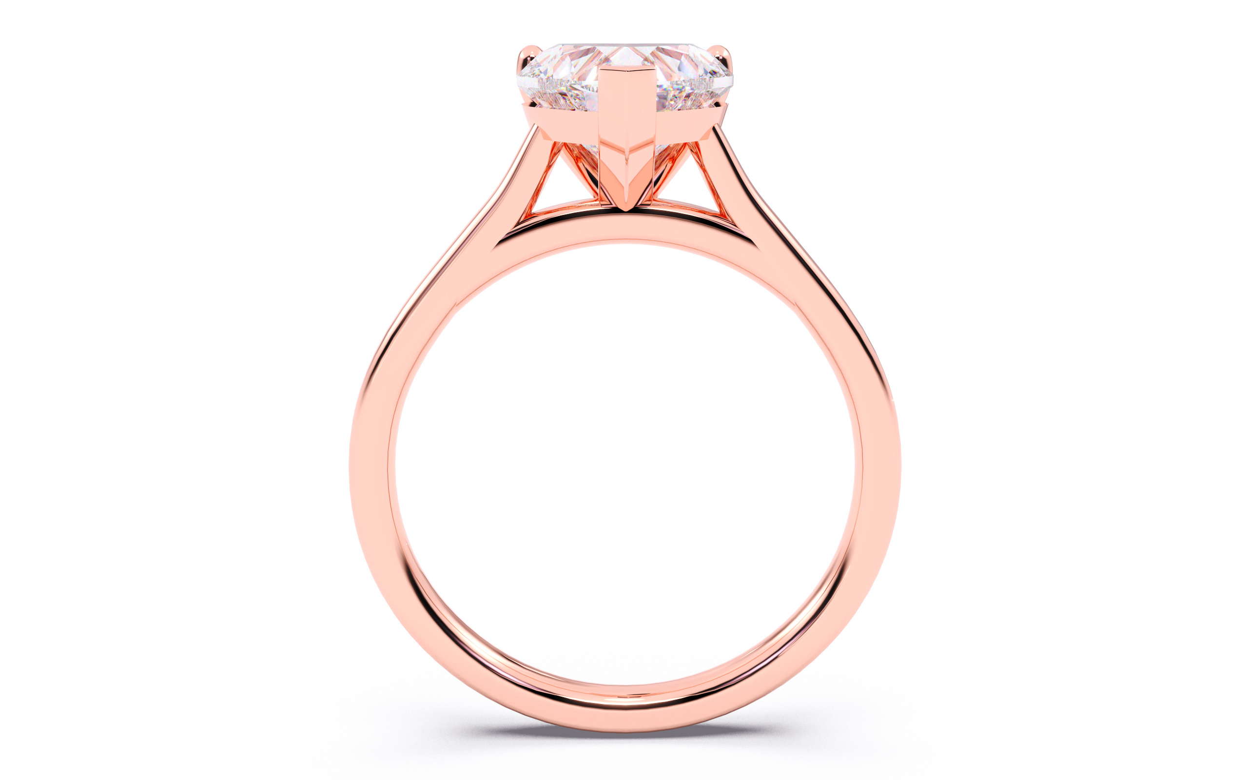 Heart Diamond Cathedral Setting Solitaire Diamond Ring 3D print model_5