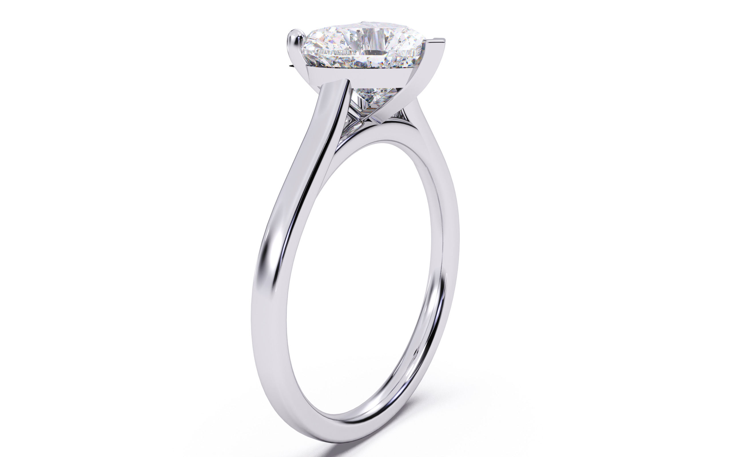 Heart Diamond Cathedral Setting Solitaire Diamond Ring 3D print model_13