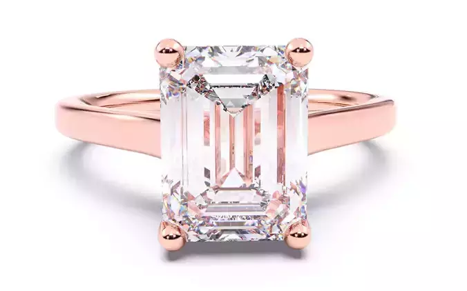 Emerald Diamond Cathedral Setting Solitaire Diamond Ring 3D print model