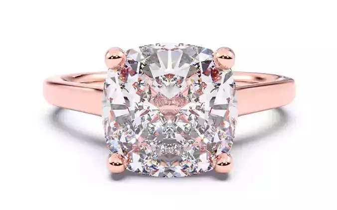 Cushion Diamond Cathedral Setting Solitaire Diamond Ring 3D print model
