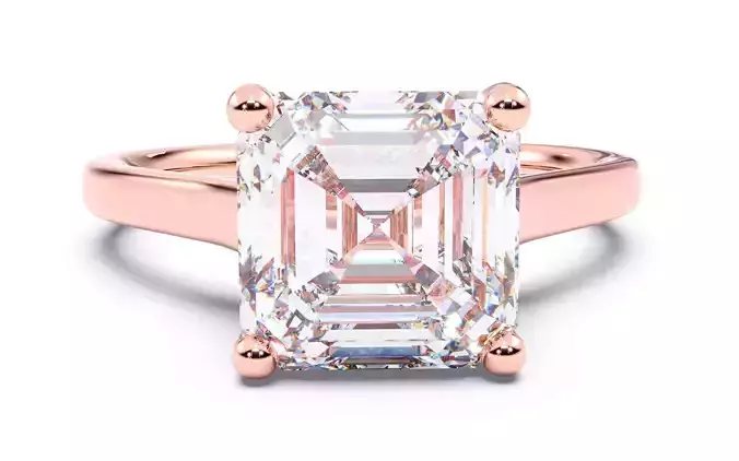 Asscher Diamond Cathedral Setting Solitaire Diamond Ring 3D print model