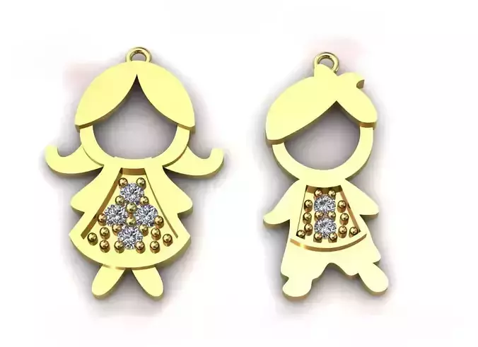 Pendant or necklace  boy and girl Child