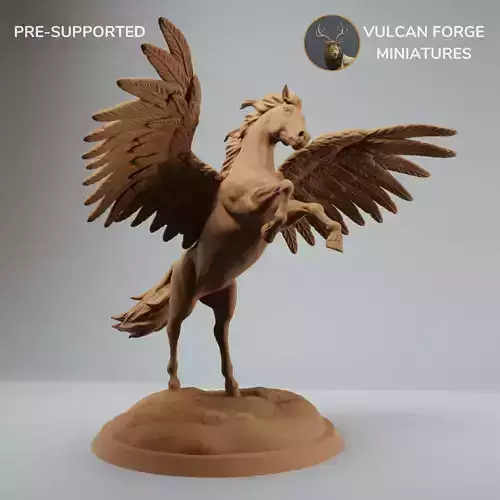 Pegasus winged fantasy horse on hind legs - pre supported