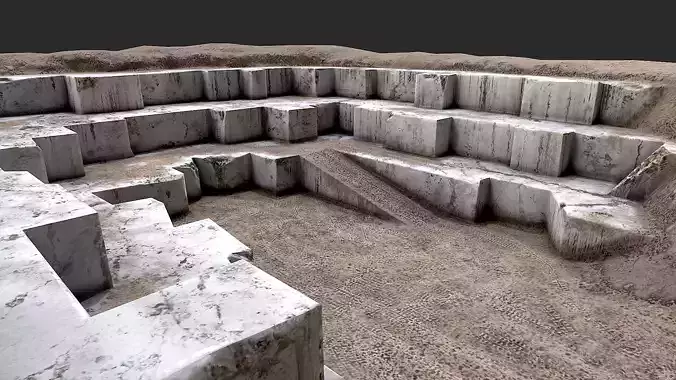 Marble Quarry Openpit Mine Excavation Low-poly 3D model
