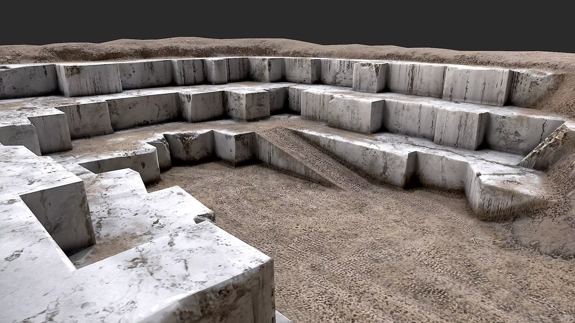 Marble Quarry Openpit Mine Excavation Low-poly 3D model_0