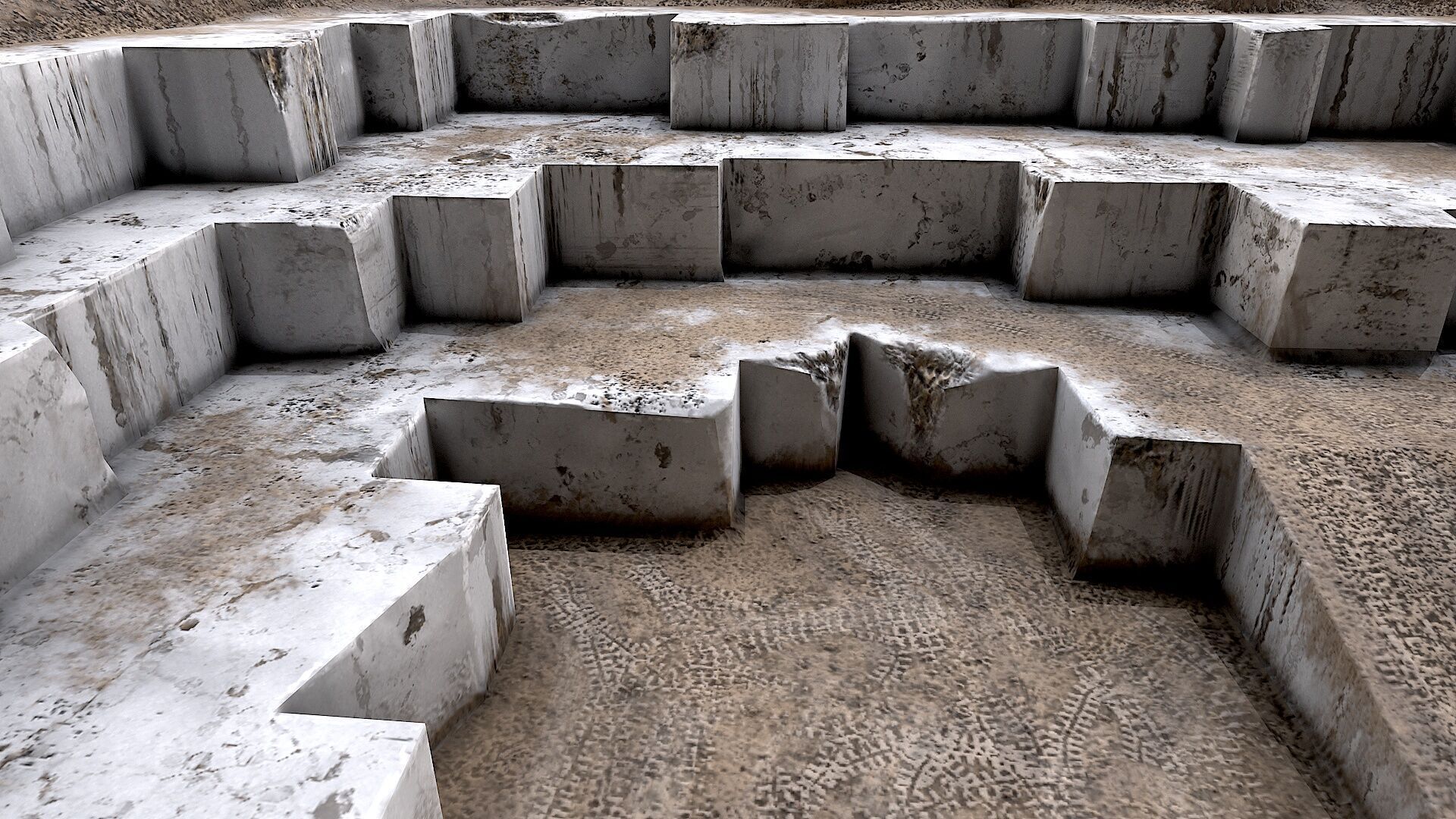 Marble Quarry Openpit Mine Excavation Low-poly 3D model_7