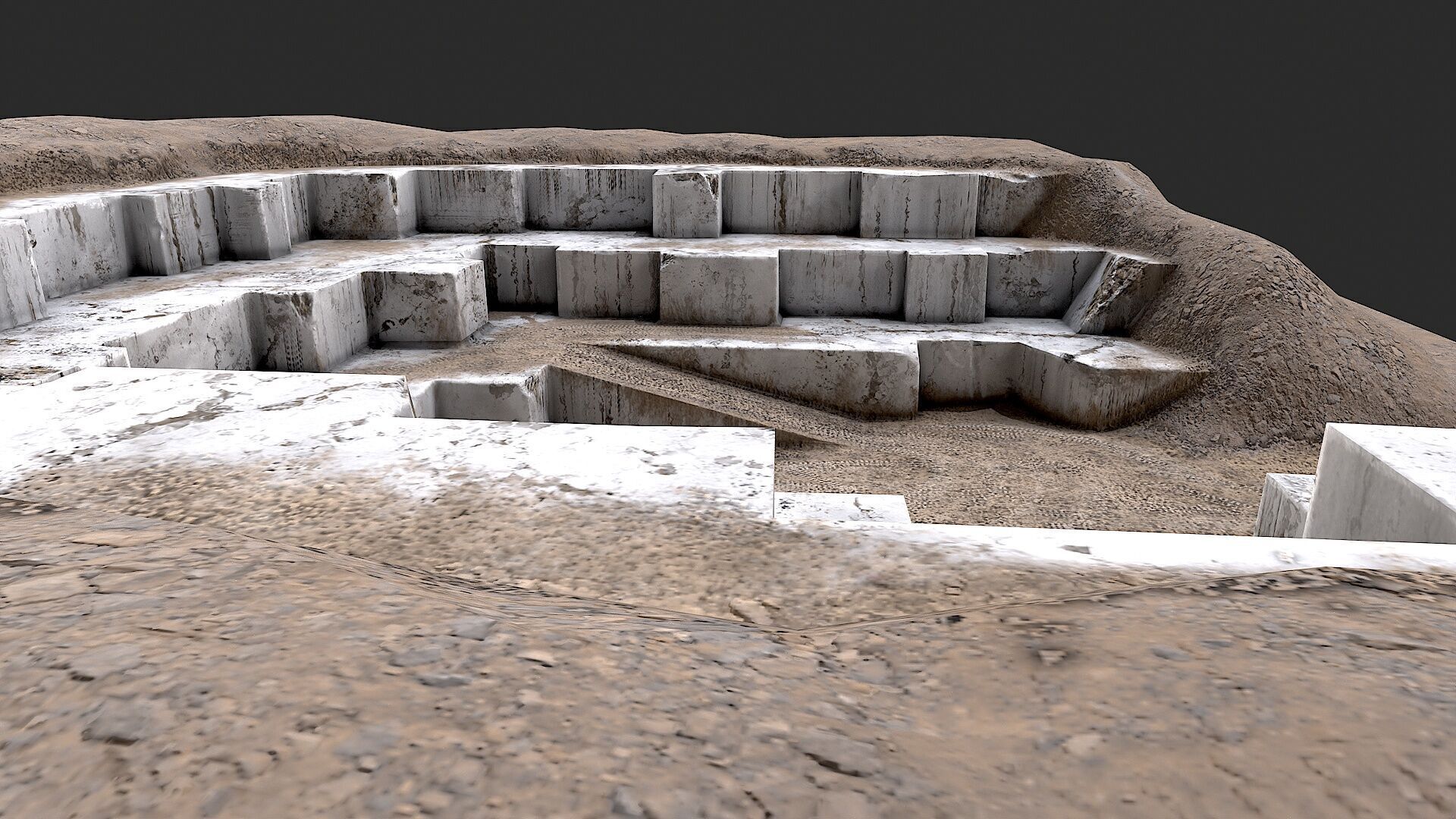 Marble Quarry Openpit Mine Excavation Low-poly 3D model_6
