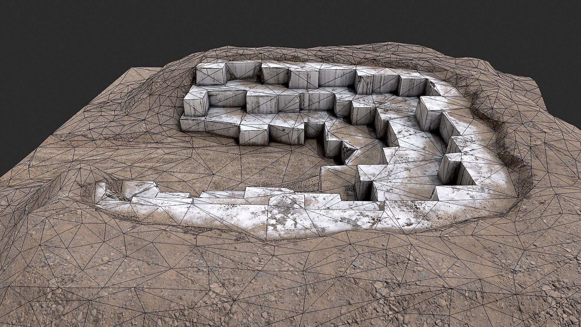 Marble Quarry Openpit Mine Excavation Low-poly 3D model_8