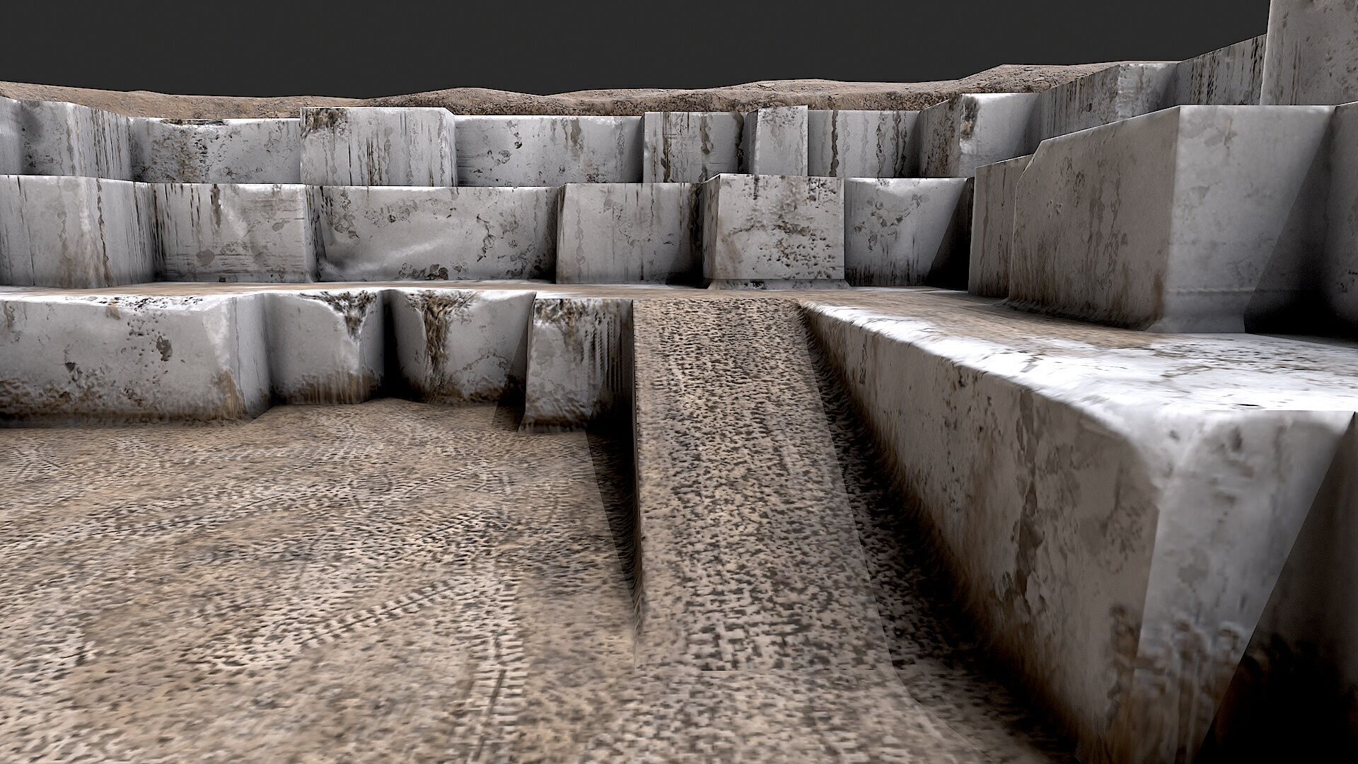 Marble Quarry Openpit Mine Excavation Low-poly 3D model_1
