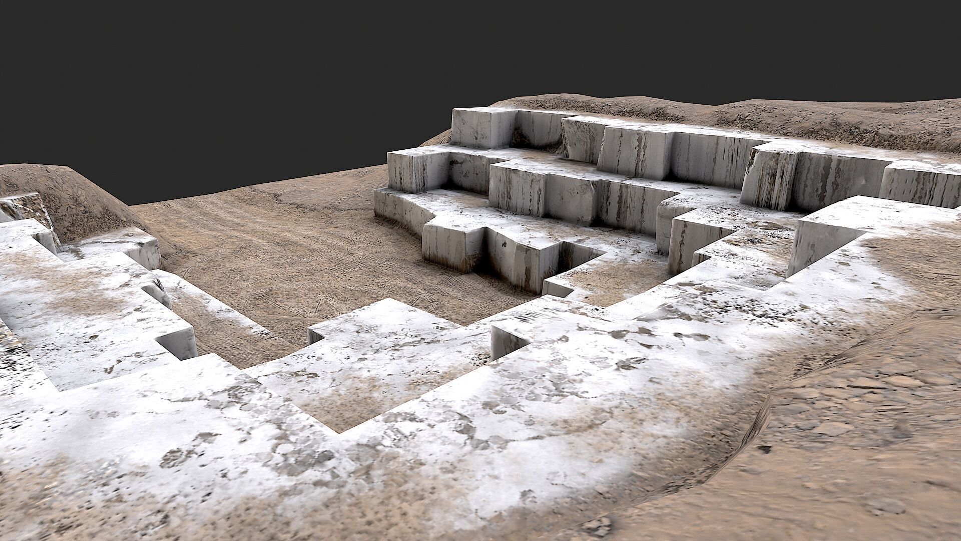 Marble Quarry Openpit Mine Excavation Low-poly 3D model_2