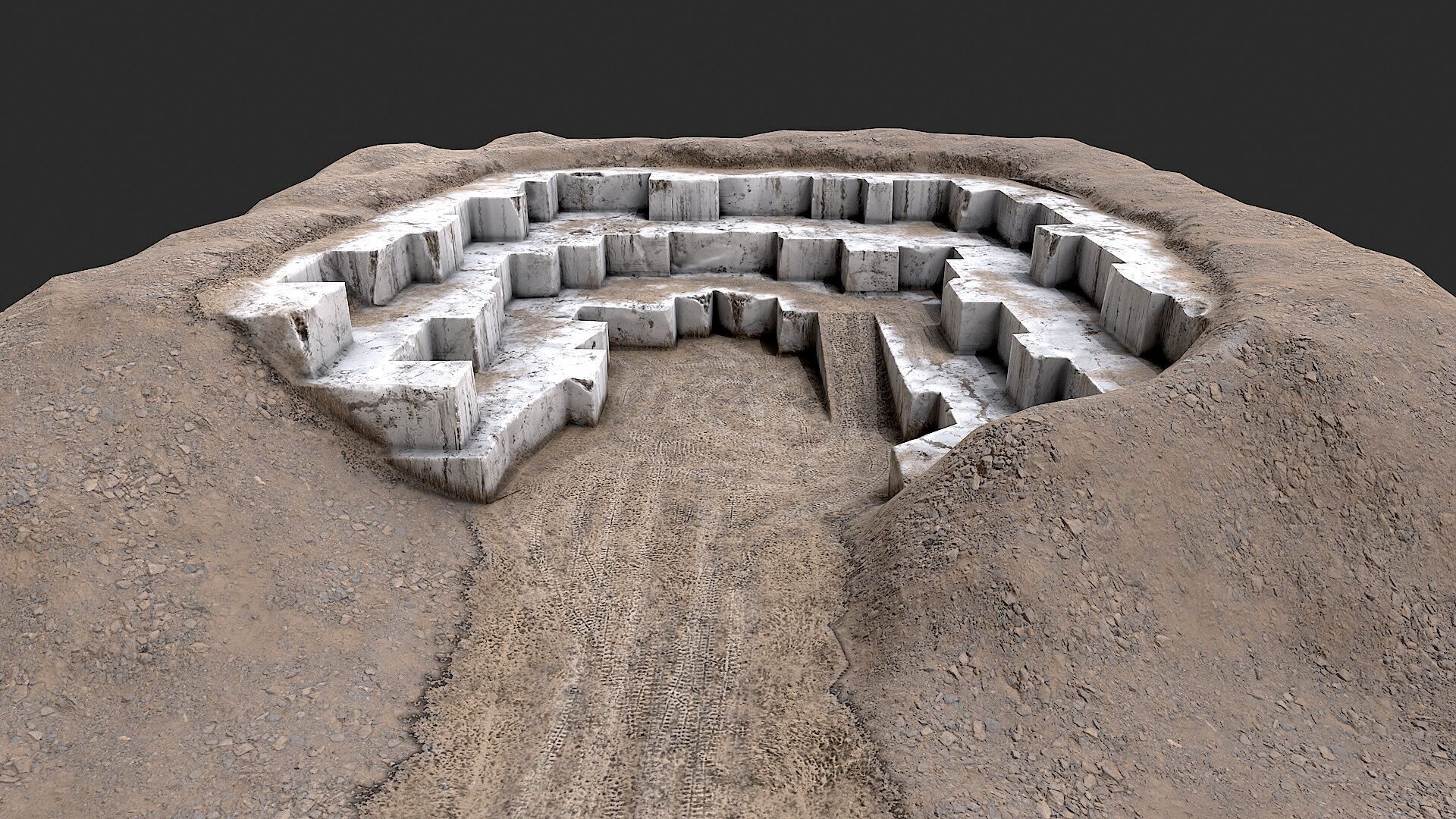 Marble Quarry Openpit Mine Excavation Low-poly 3D model_4