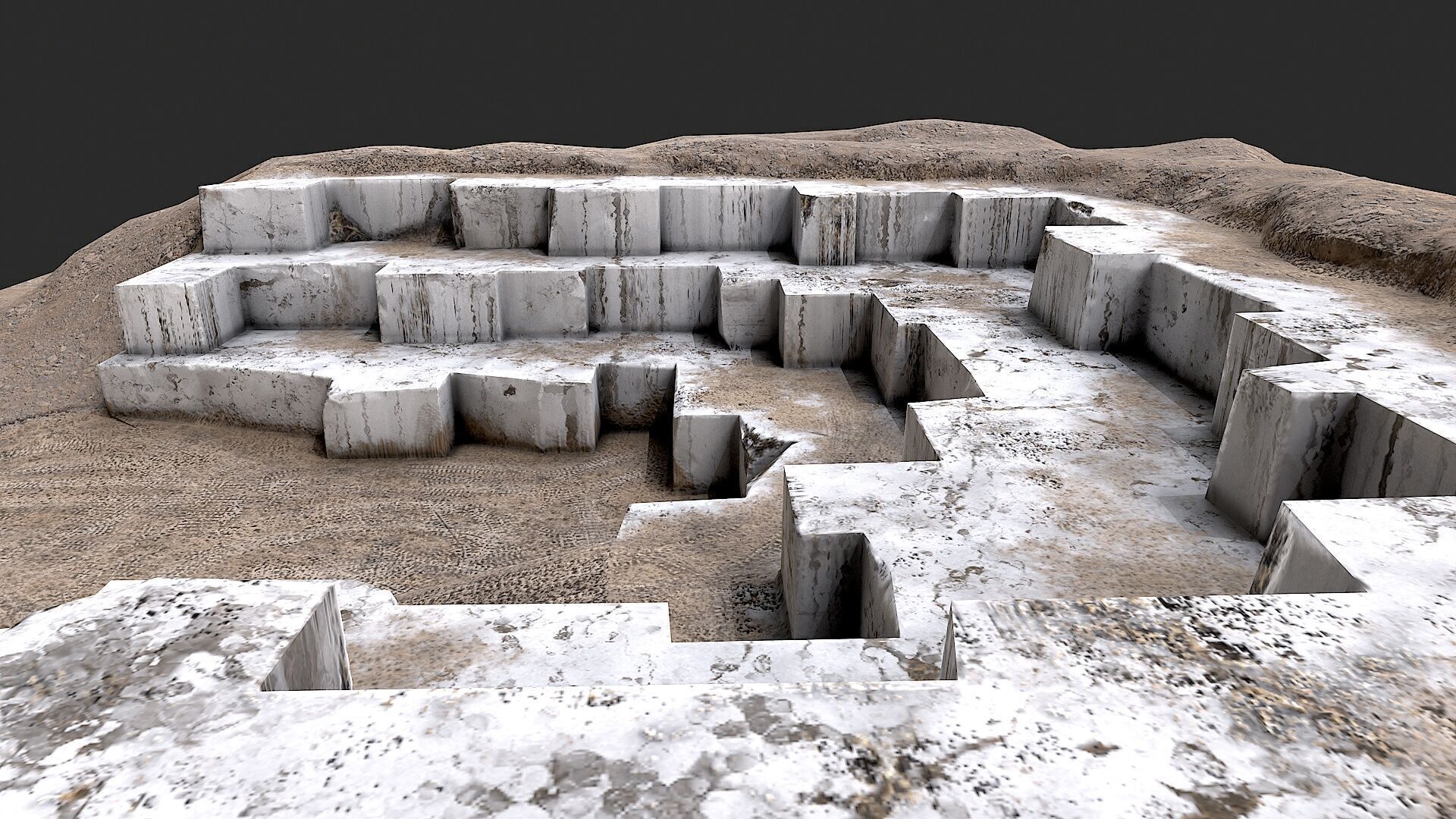 Marble Quarry Openpit Mine Excavation Low-poly 3D model_3