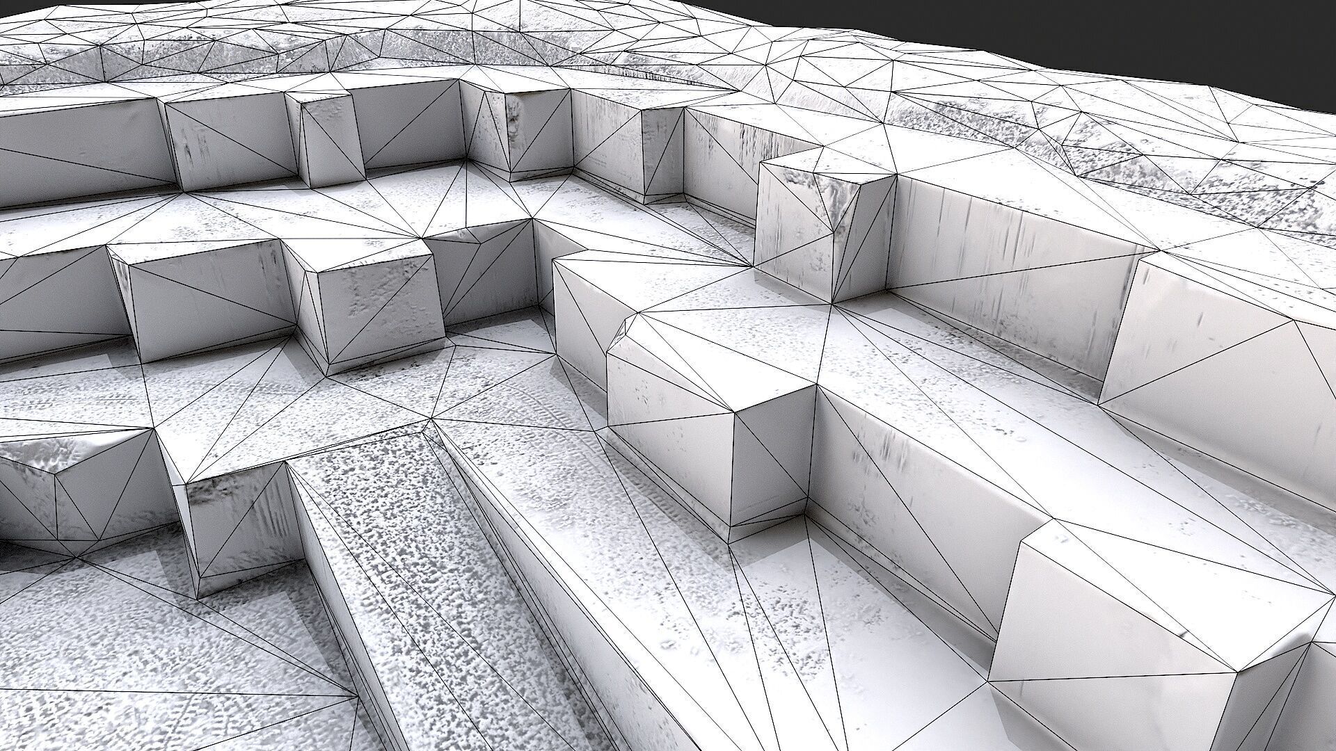 Marble Quarry Openpit Mine Excavation Low-poly 3D model_9