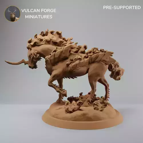 Nightmare Hell horse with flames - pre supported 3D print model