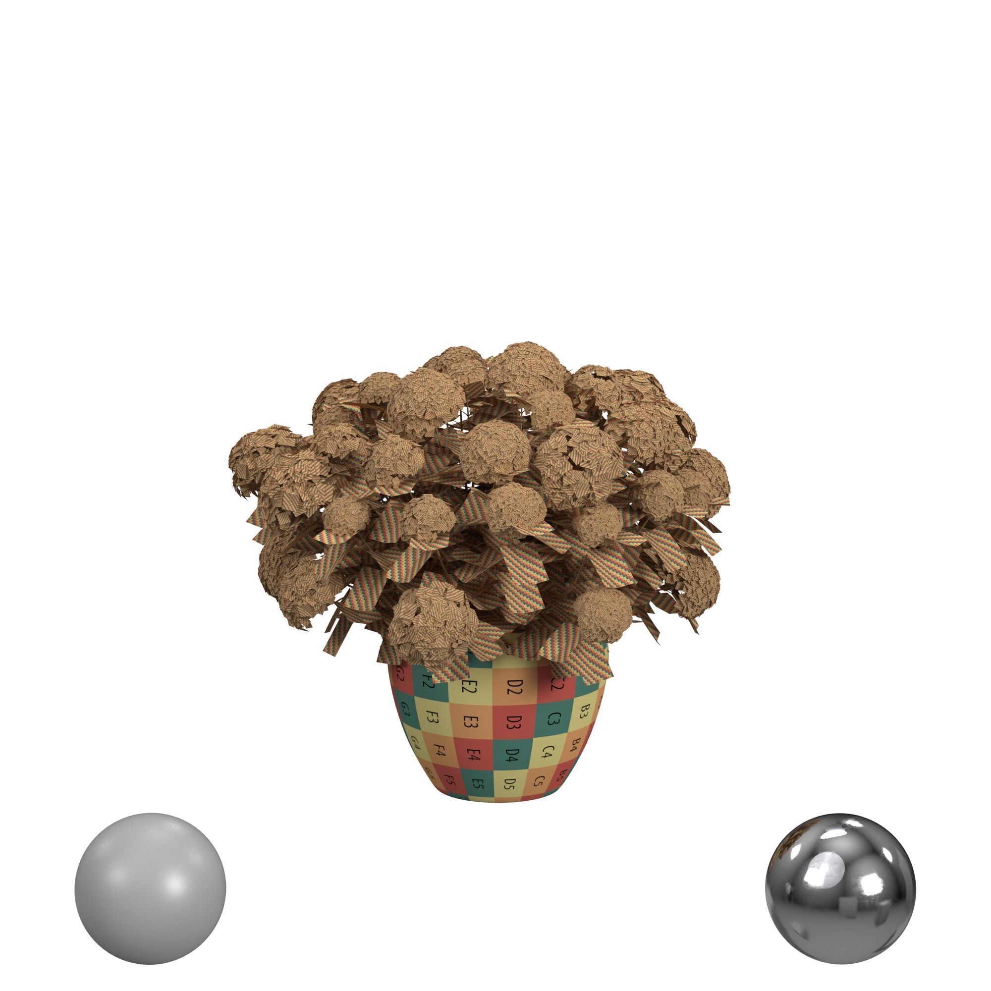 Potted Hydrangea 3D model_2