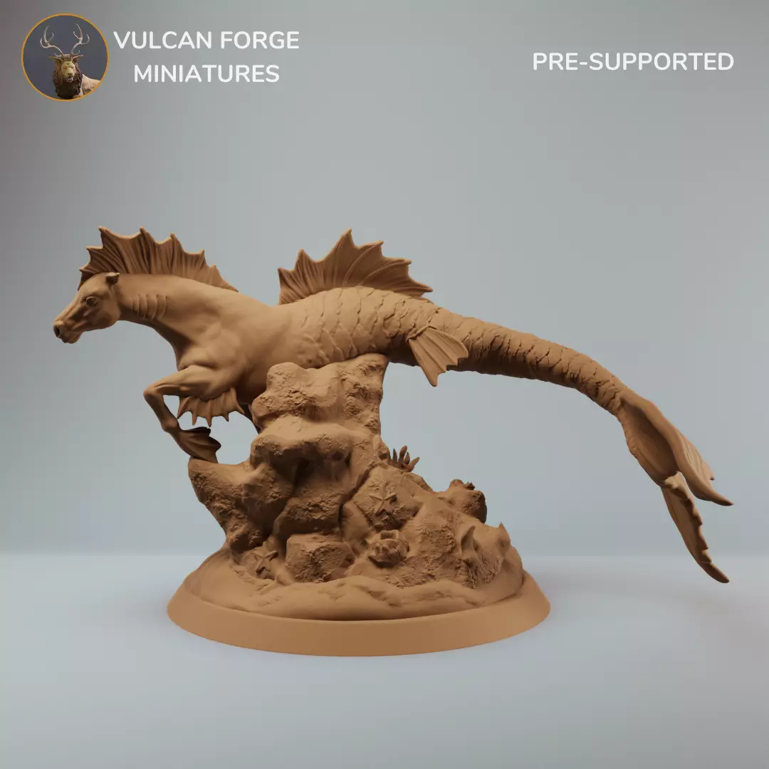 Hippocampus mythology seahorse swimming - pre supported 3D print model_0