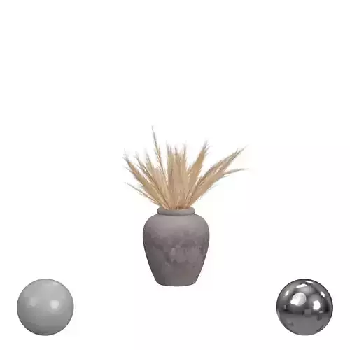 Hand Painted Indonesian Vase with Pampas