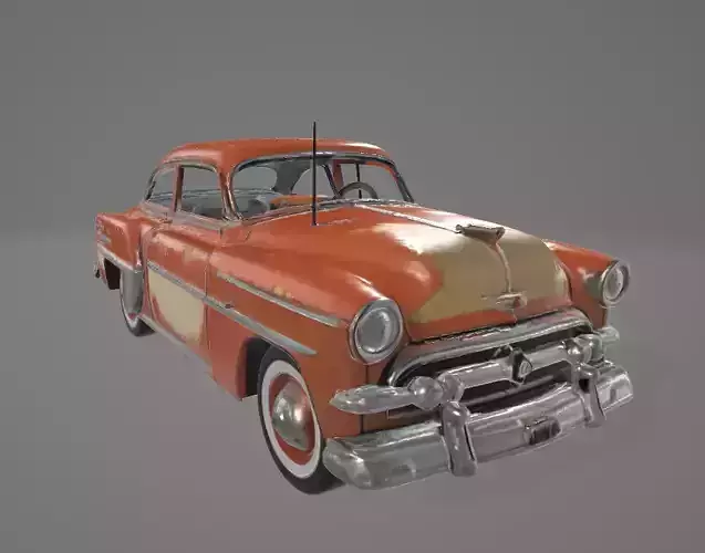 Retro 1950s Car 3D Model - Vintage Design with Rough Edges