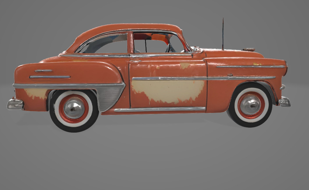 Retro 1950s Car 3D Model - Vintage Design with Rough Edges Low-poly 3D model_7
