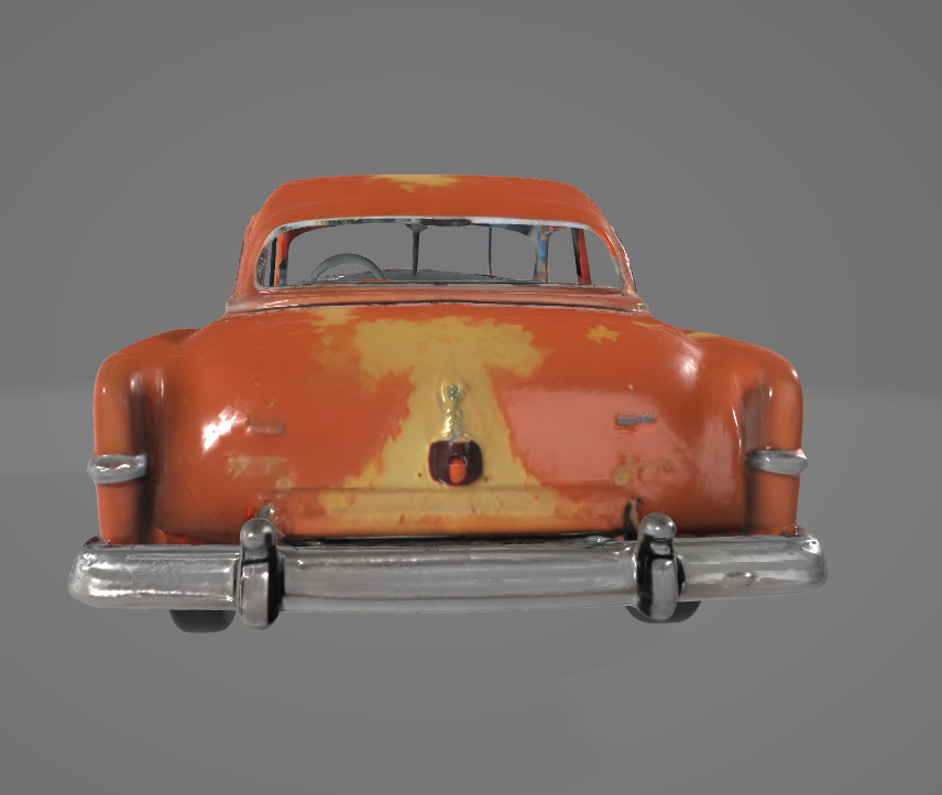Retro 1950s Car 3D Model - Vintage Design with Rough Edges Low-poly 3D model_5