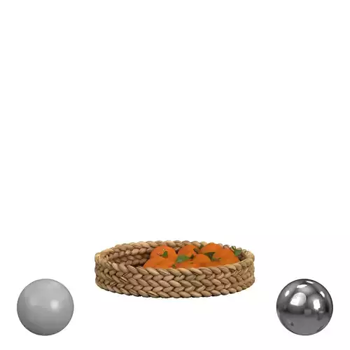 Rattan Basket with mandalin 3D model