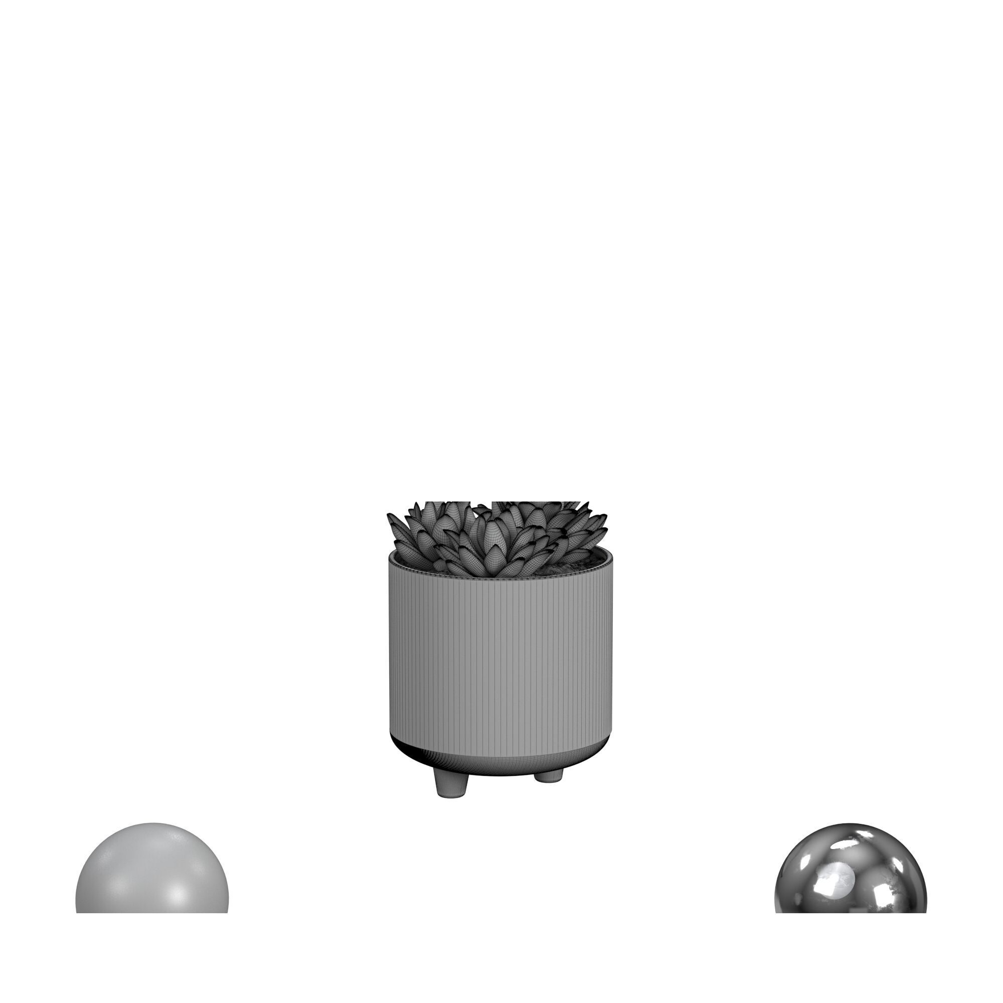 Succulents in Chevron Stoneware Planter 3D model_3