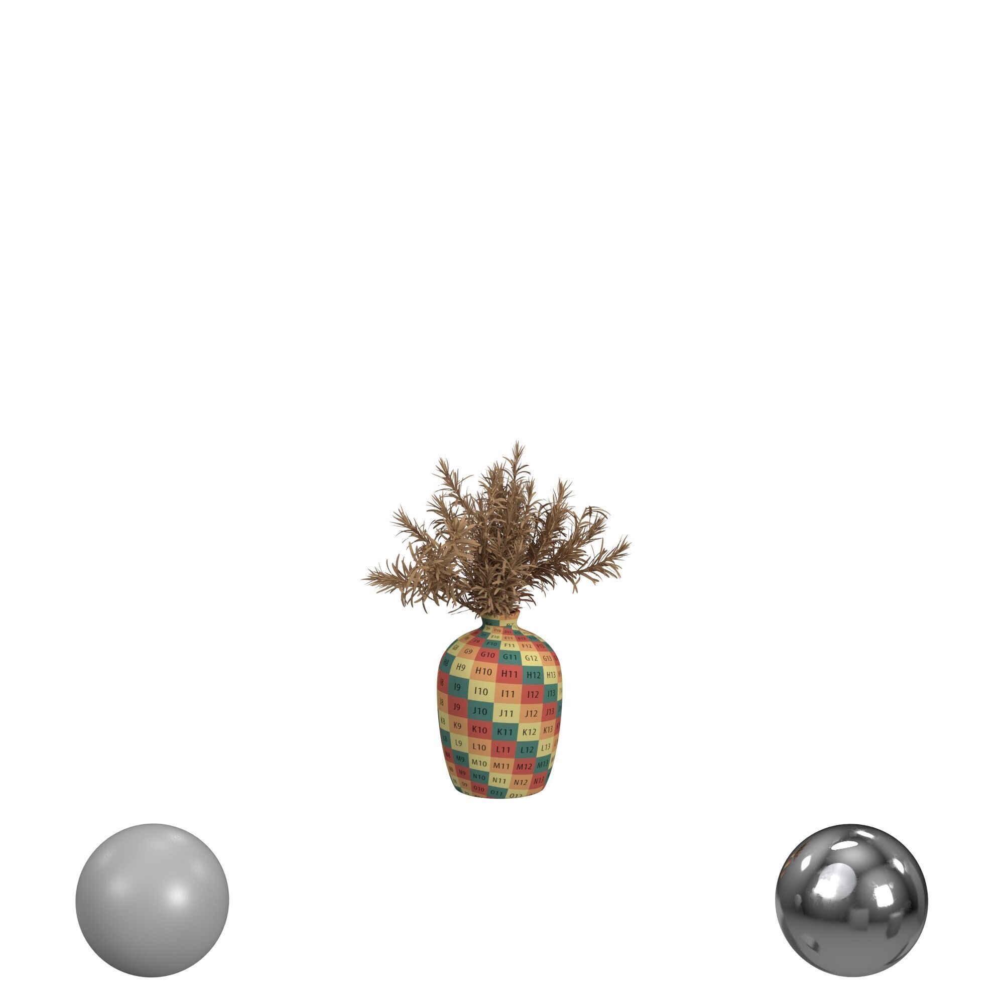 Vase with Rosemary 3D model_2