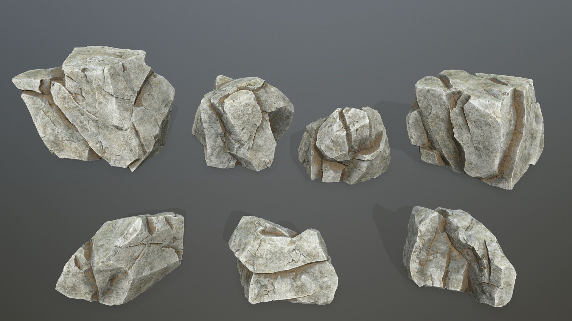 white rocks Low-poly 3D model_1