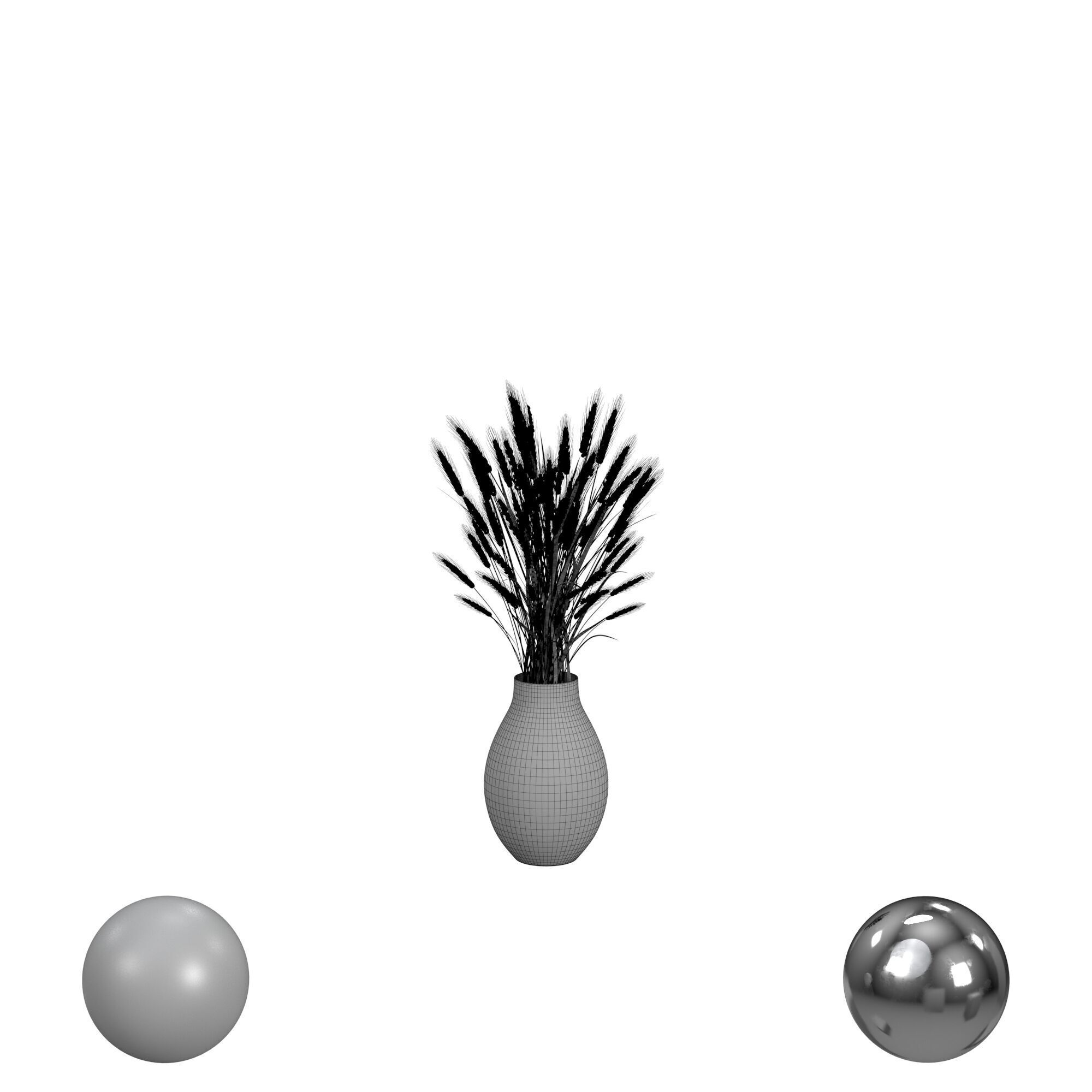 Wheat Grass in Vase 3D model_3