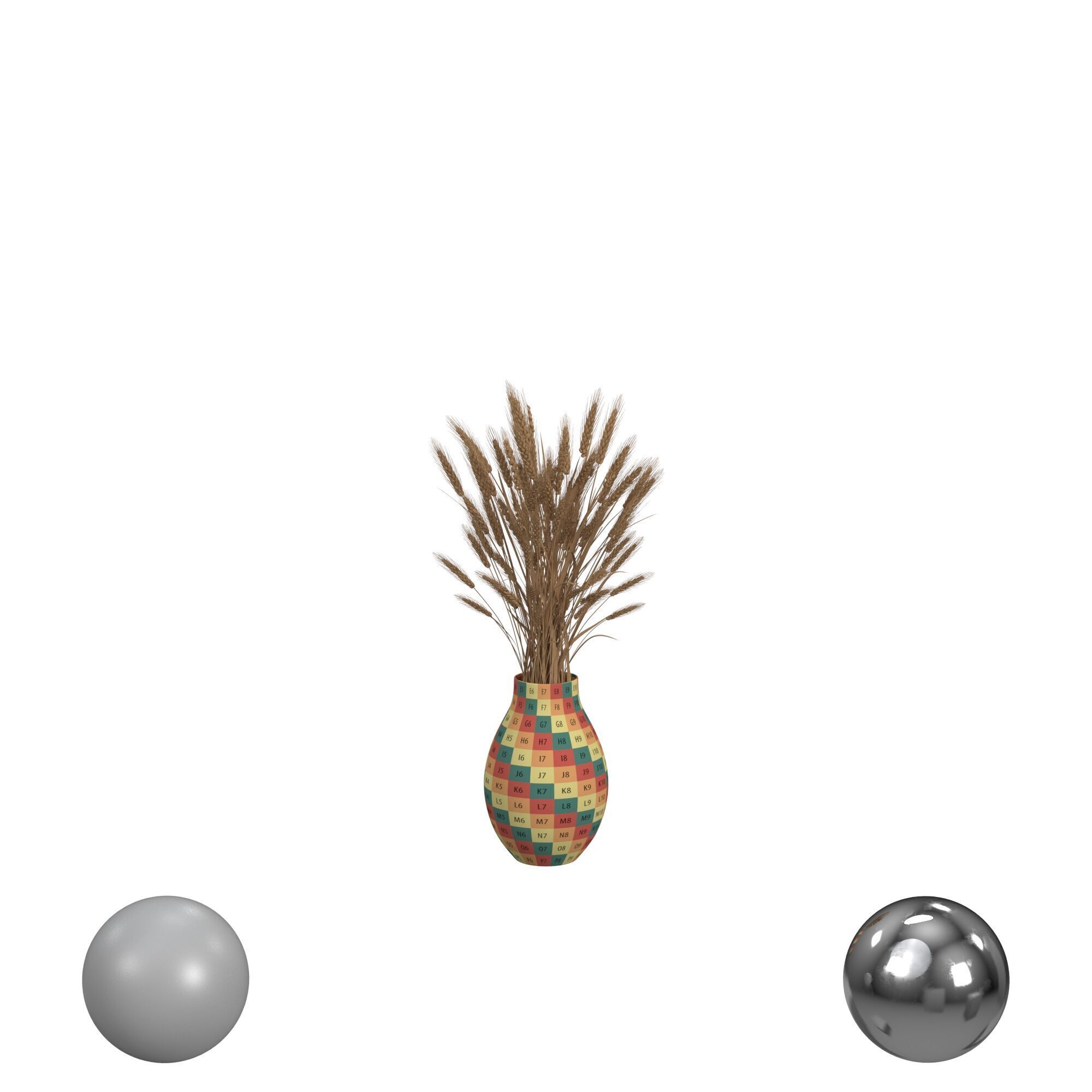 Wheat Grass in Vase 3D model_2