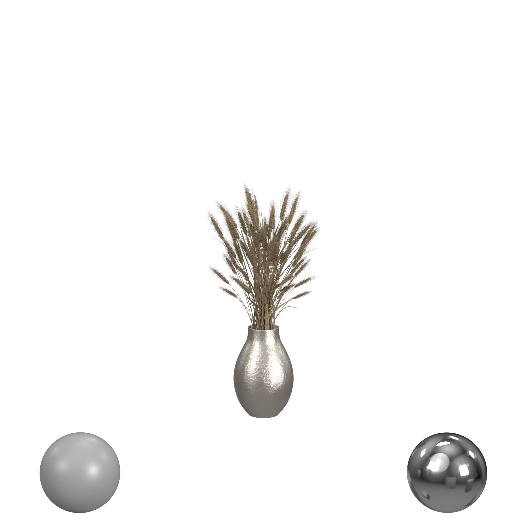 Wheat Grass in Vase 3D model_1