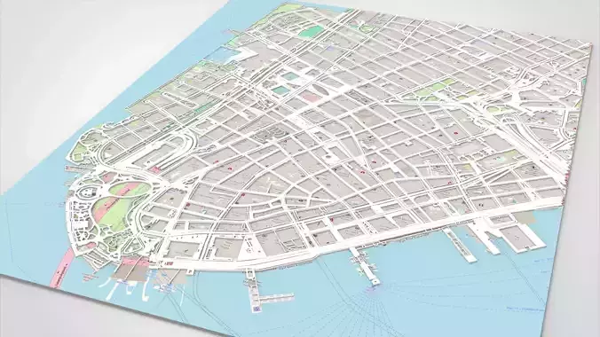 Cityscape New York USA fragment city Strets and roads  3D print model