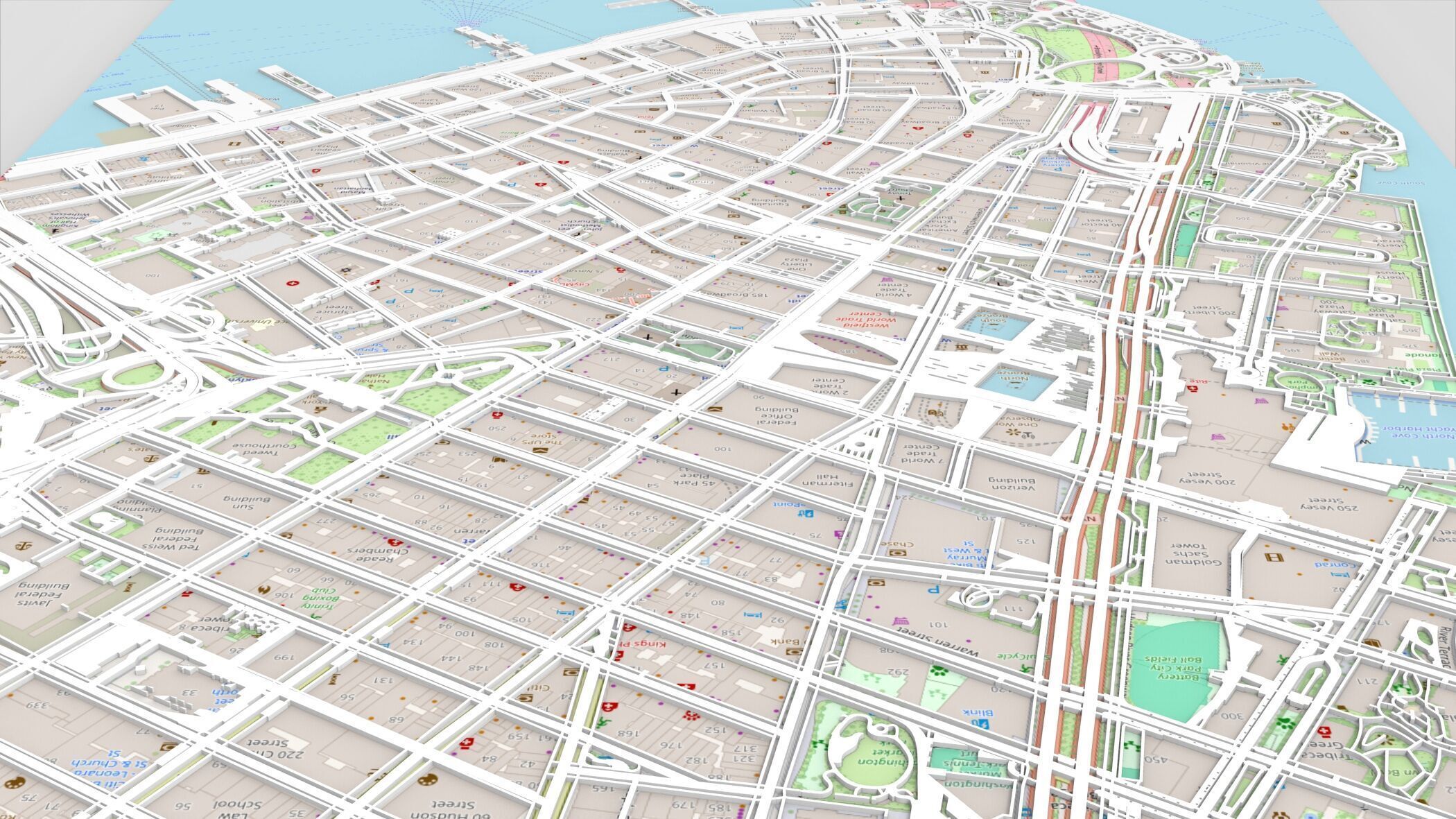 Cityscape New York USA fragment city Strets and roads  3D print model_3