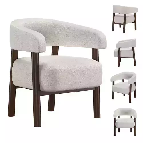 Cleo Curved Ivory Sherpa Accent Chair