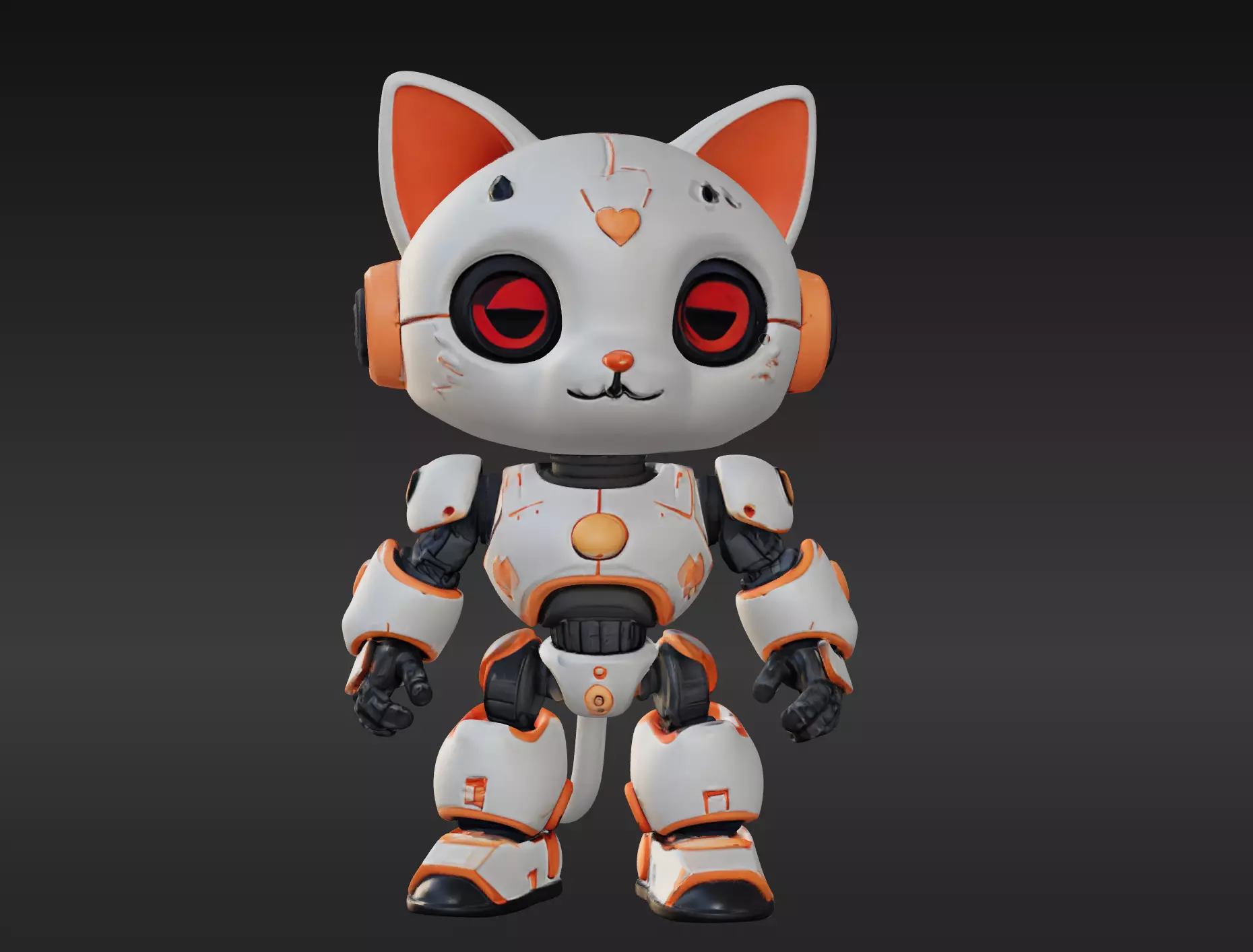 3D Model of Cute Robo Cat - Animated and Printable 3D model_0