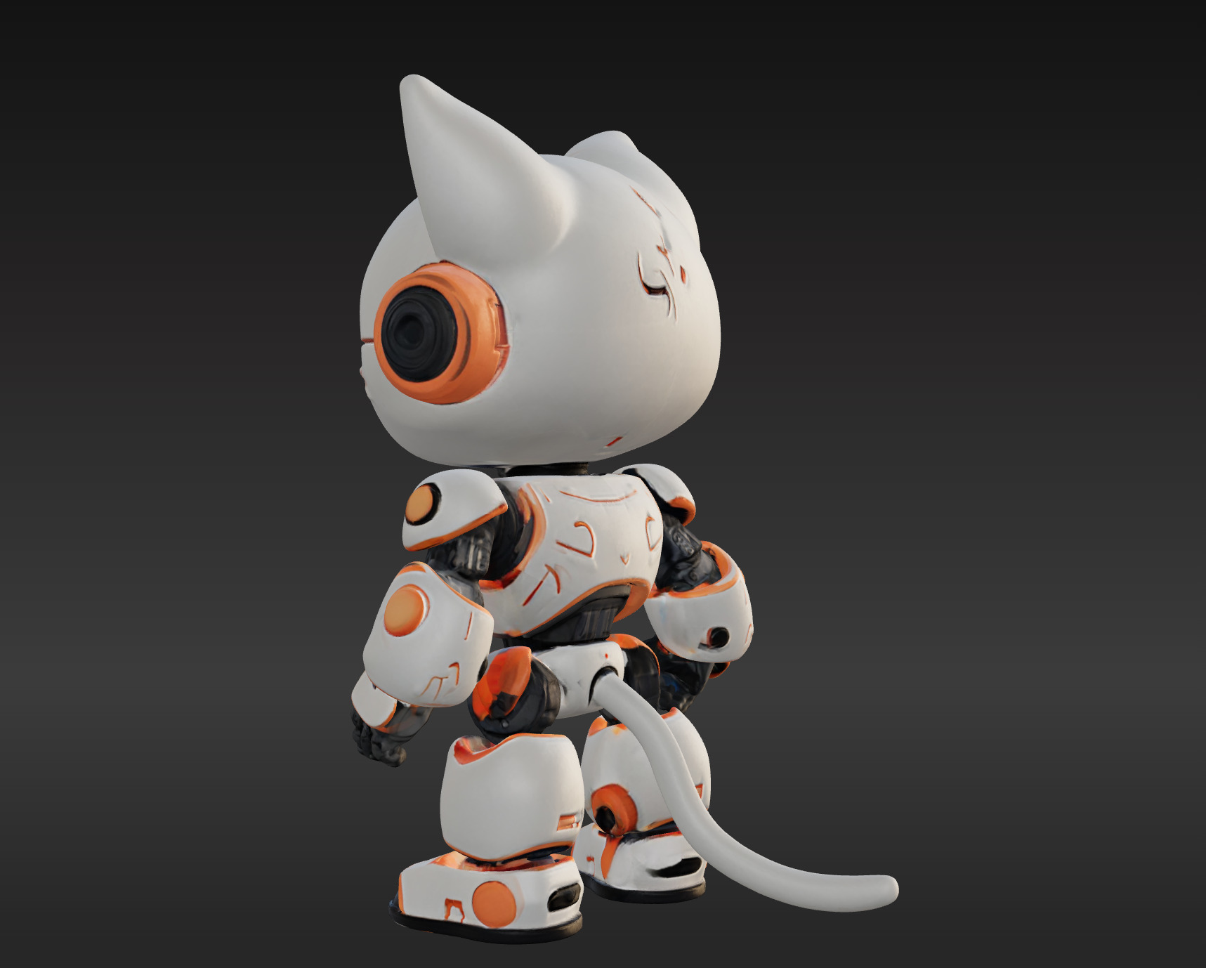 3D Model of Cute Robo Cat - Animated and Printable 3D model_3