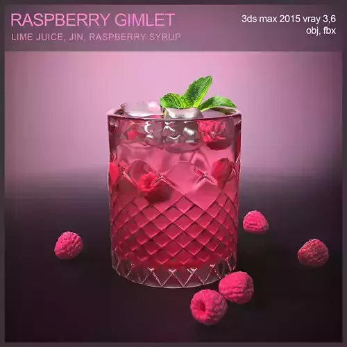 Raspberry gimlet cocktail