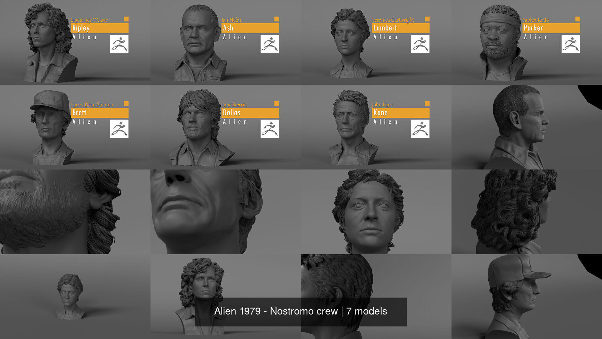 Alien 1979 - Nostromo crew 3D Model Collection_1