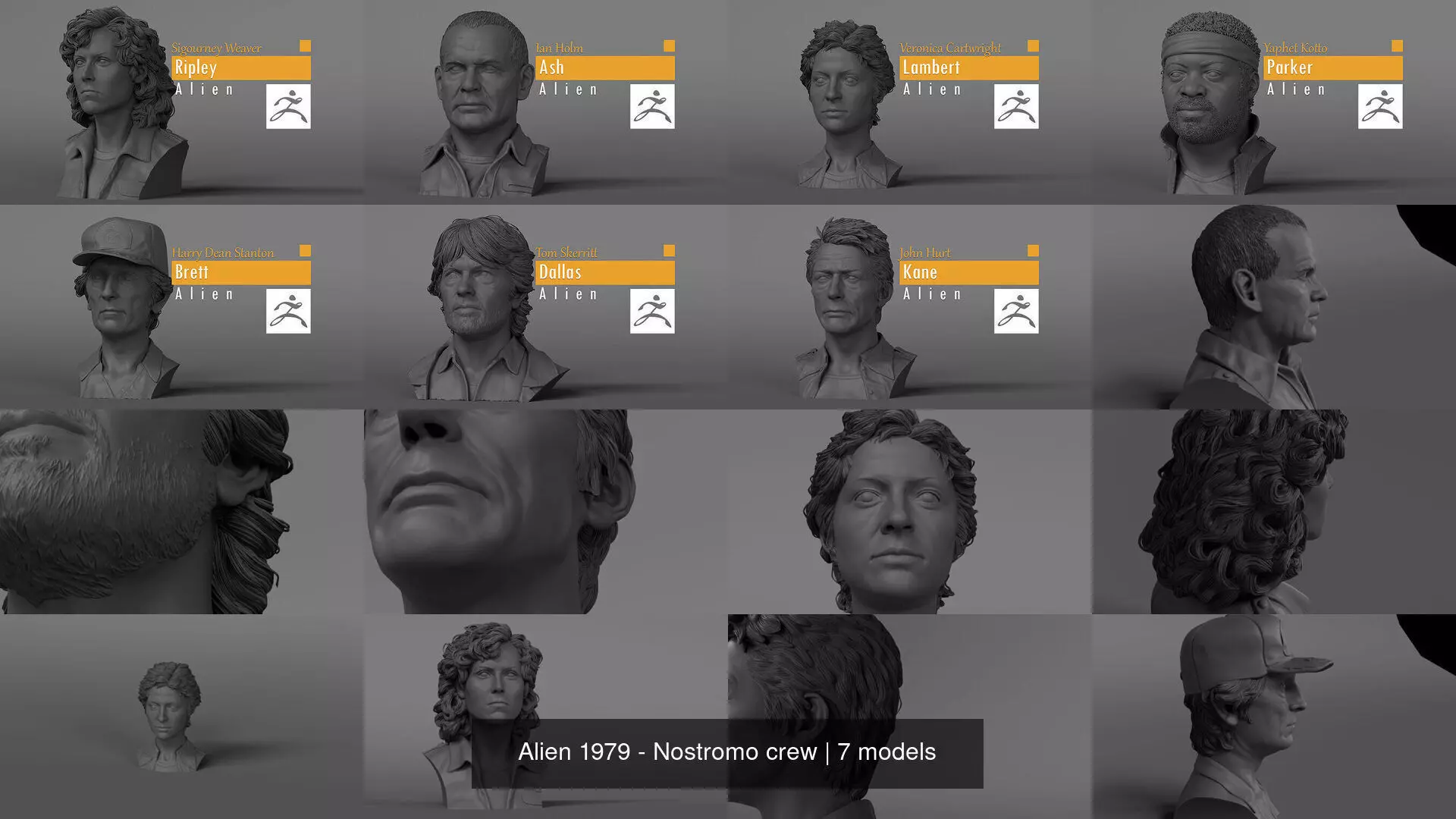 Alien 1979 - Nostromo crew 3D Model Collection_1